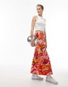 トップショップ トップショップ Topshop orange floral print bias maxi skirt in multi レディース