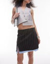 トップショップ トップショップ Topshop pinstripe low rise mini skirt with trim in navy レディース