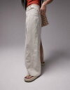 トップショップ トップショップ Topshop raw waistband denim maxi skirt in off white レディース