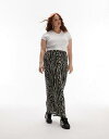 トップショップ トップショップ Topshop Curve jersey mesh zebra animal print maxi skirt in monochrome レディース