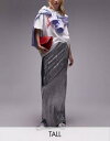 トップショップ トップショップ Topshop Tall textured maxi skirt in metallic silver レディース