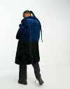 Urbancode Urban Code longline faux fur coat in blue ombre レディース