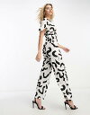 F[_ Vero Moda wide leg jumpsuit in mono abstract print fB[X