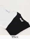 EC[NfC Weekday Essence standard 2 pack t-shirt in black white fB[X