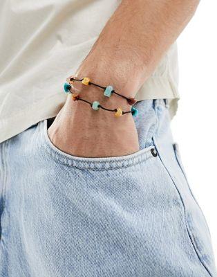 エイソス エイソス ASOS DESIGN cord bracelet with stone chips in multi メンズ