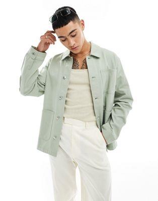 GC\X ASOS DESIGN worker jacket in washed twill in green Y