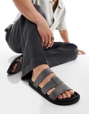 エイソス ASOS DESIGN sandals in grey faux suede メンズ