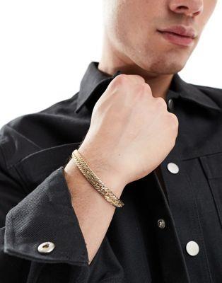 エイソス エイソス ASOS DESIGN midweight plaited chain bracelet in gold tone メンズ