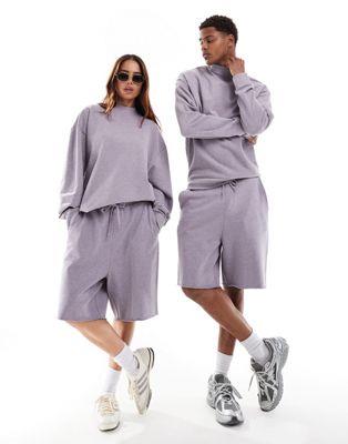  ASOS DESIGN unisex oversized co-ord shorts in washed lilac ˥å