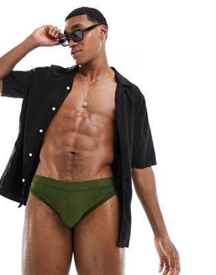 エイソス ASOS DESIGN swim briefs in dark green メンズ