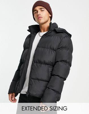 GC\X ASOS DESIGN puffer jacket with detachable hood in black Y