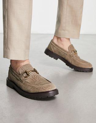 ϥɥ H by Hudson Exclusive Alevero loafers in taupe croc suede 