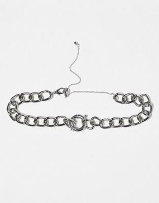 Reclaimed Vintage unisex chain choker in silver ユニセックス