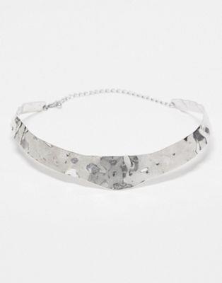 Reclaimed Vintage unisex silver choker necklace ユニセックス