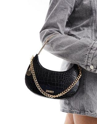 Ah ALDO Sheina shoulder bag in black mock croc fB[X