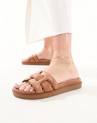 アルド アルド ALDO Wylalaendar padded footbed sandals medium brown leather レディース