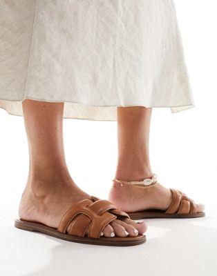 アルド アルド ALDO Elanaa padded flat sandals in orange leather レディース