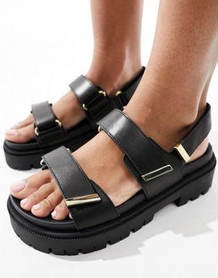 アルド アルド ALDO Sanddy chunky sandals in black leather レディース