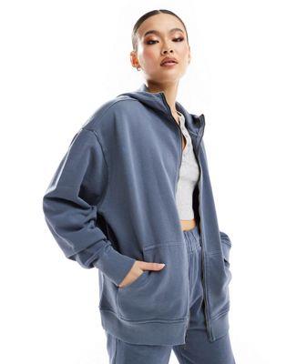 GC\X ASOS 4505 oversized zip through hoodie in slate blue wash fB[X