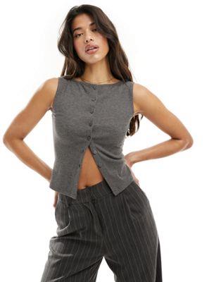  ASOS DESIGN button through tank top in grey ǥ