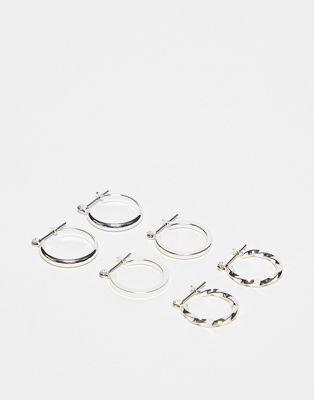 エイソス エイソス ASOS DESIGN pack of 3 20mm hoop earrings in silver レディース