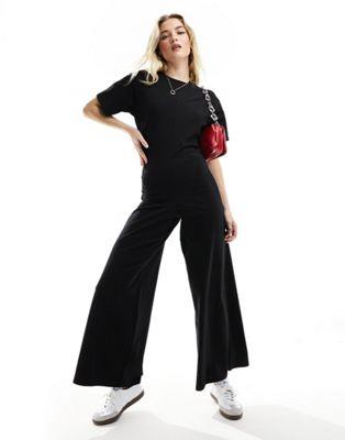  ASOS DESIGN ruched side jumpsuit with wide leg in black ǥ