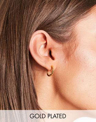 エイソス ASOS DESIGN 14k gold plated hoop earrings in square molten design レディース