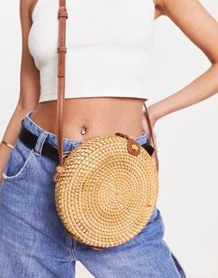 エイソス ASOS DESIGN round rattan cross body bag レディース