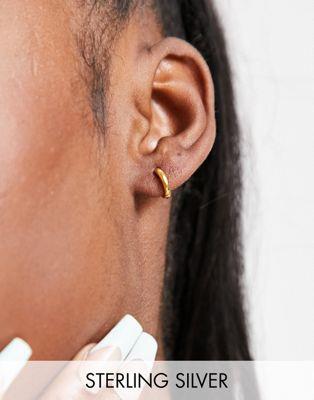 エイソス エイソス ASOS DESIGN sterling silver with gold plate mini hinge hoop earrings in 9mm レディース