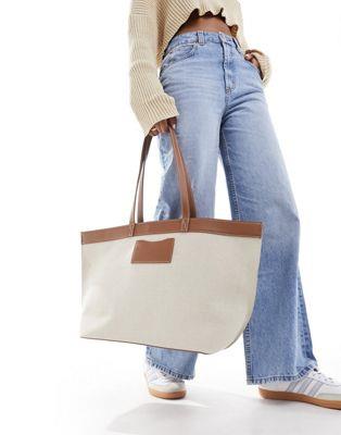 GC\X ASOS DESIGN structured tote bag in bonded canvas with panel detail fB[X