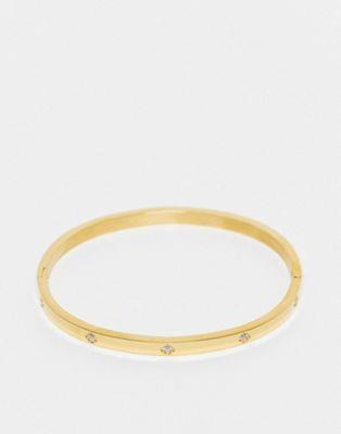 エイソス エイソス ASOS DESIGN stainless steel bangle with crystal design in gold tone レディース