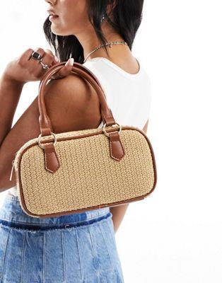 GC\X ASOS DESIGN straw grab bowler bag in tan fB[X