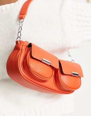 GC\X ASOS DESIGN shoulder bag with double pockets in orange fB[X