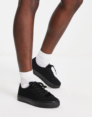 エイソス ASOS DESIGN Dizzy lace up trainers in black drench レディース