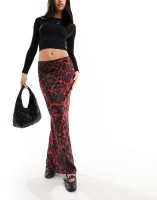 エイソス ASOS DESIGN maxi skirt in red leopard print レディース