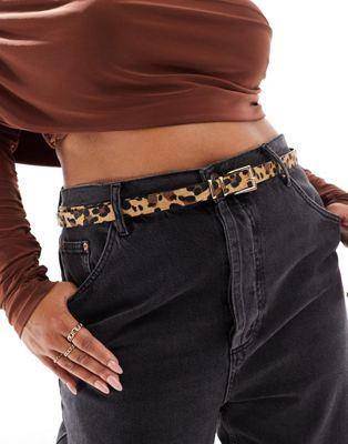 ASOS Curve エイソス ASOS DESIGN CURVE waist and hip skinny jeans belt with boyfriend end in leopard レディース