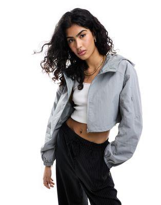 エイソス ASOS DESIGN cropped hooded rain jacket in grey レディース