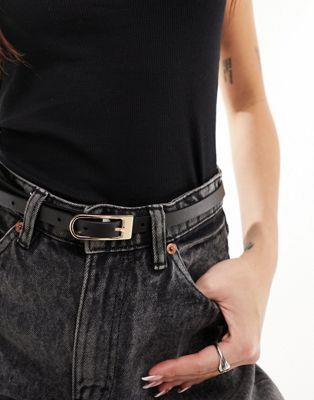 エイソス ASOS DESIGN skinny long boyfriend belt in black レディース