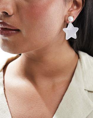 デザインビー DesignB London resin star stud earrings in white レディース
