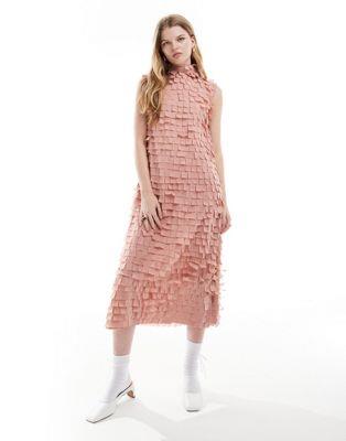 Ghospell textured midaxi dress in dusty pink レディース