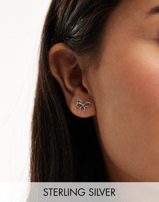 Kingsley Ryan Sterling Silver bow stud earrings in silver レディース