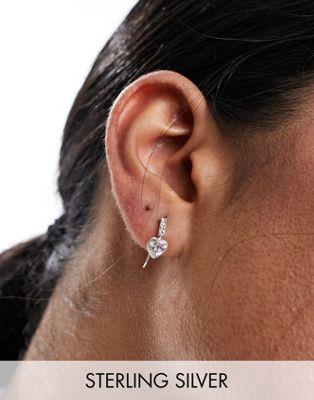 Kingsley Ryan Sterling Silver heart drop crystal earrings in silver レディース
