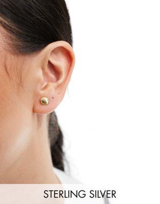 Kingsley Ryan Sterling Silver shell stud earrings in gold レディース