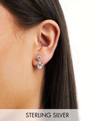 Kingsley Ryan Sterling Silver double crystal drop earrings in silver レディース