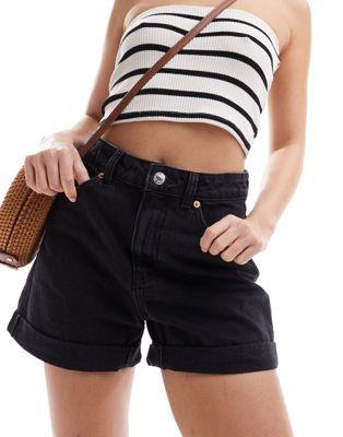 マンゴ Mango turn up mom shorts in black レディース