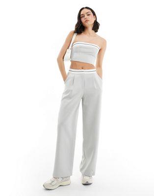 ミスセルフリッジ Miss Selfridge turnback waistband wide leg trouser in blue grey co ord レディース