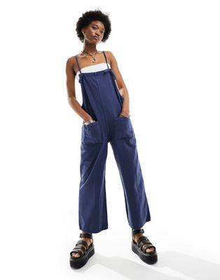 Monki lightweight denim dungarees in blue レディース