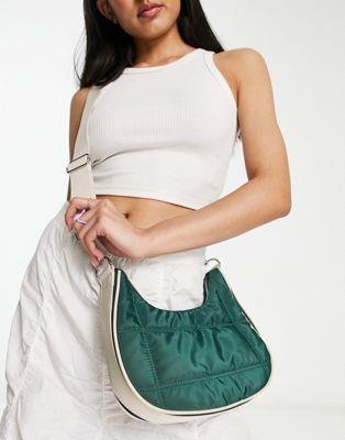 My Accessories London curved cross body bag in green fB[X