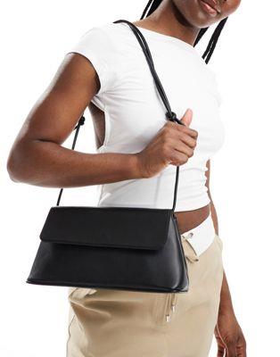 Object leather shoulder bag in black fB[X