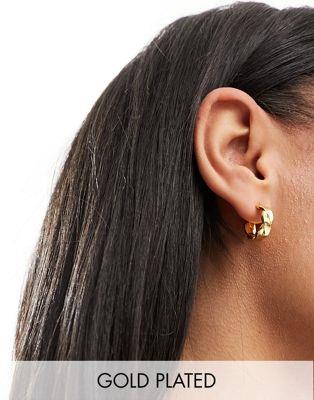 Orelia 18k gold plated flat twist small hoop earrings レディース